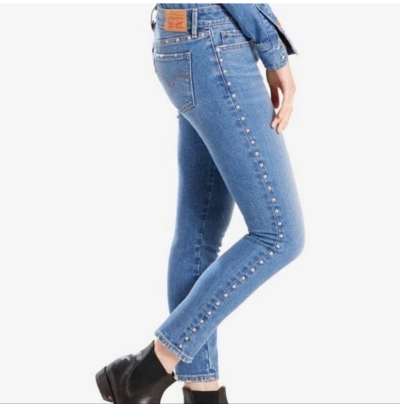 Levi's 711 Silver Stud Ankle Skinny Jeans Women's Size 28 - Picture 1 of 10